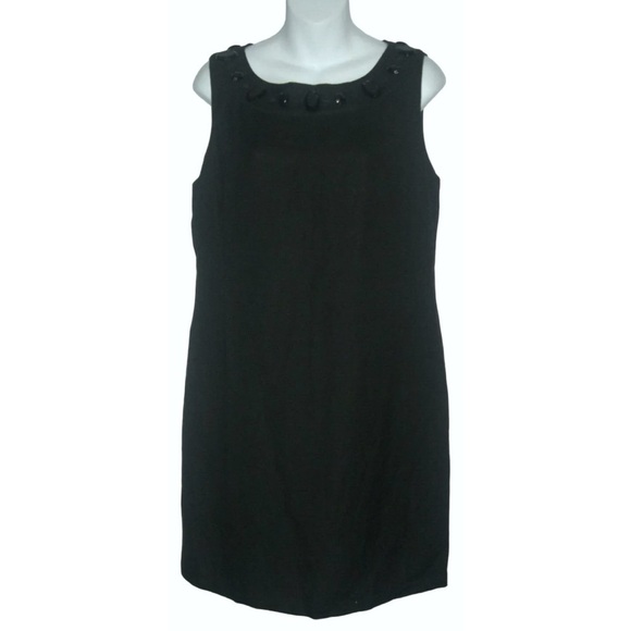 Oscar An Oscar De La Renta Co Dress LBD Black Sheath Jewel Gems Hepburn Party - Picture 9 of 9
